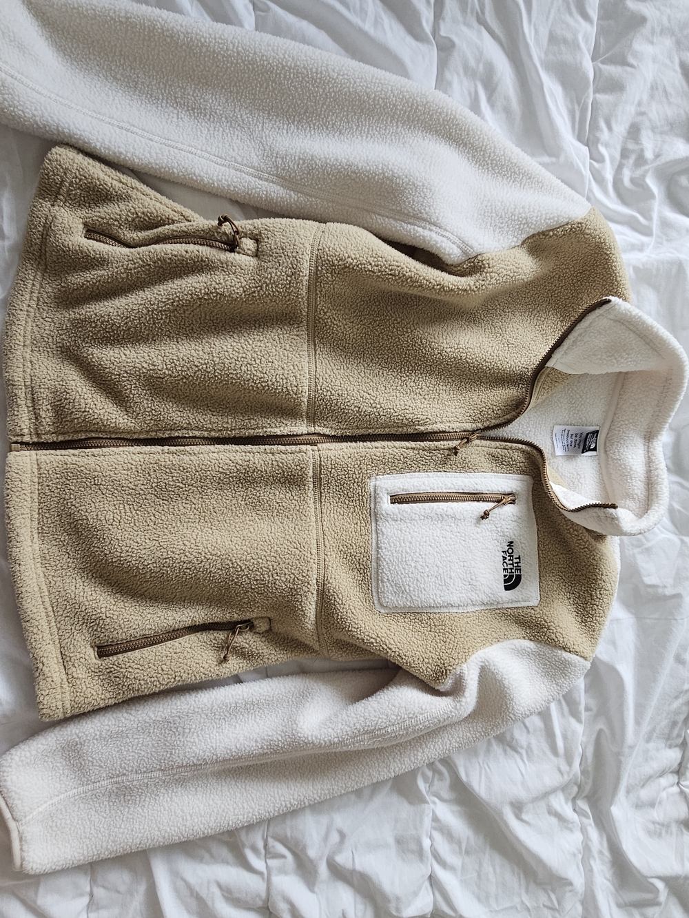 The North Face Women's Two-Tone Beige & White Fleece Jacket